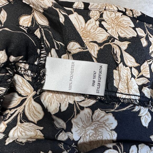 Counterparts Black/Tan Floral Tie Front Ruffle Women's Blouse Size Medium - Picture 8 of 9